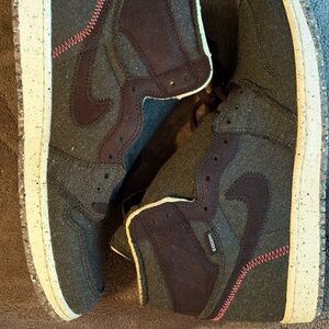Air Force 1 Dark Brown and Olive High-Top Sneakers